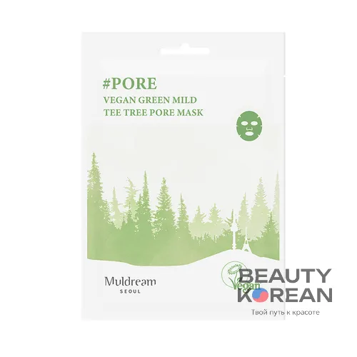 Тканевая маска для лица Vegan Green Mild Tea Tree Pore Mask, 25мл - копия